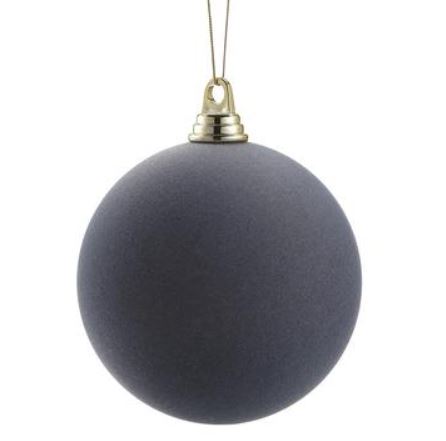 Grey Flocked Ball Ornament