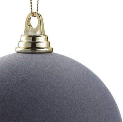 Grey Flocked Ball Ornament