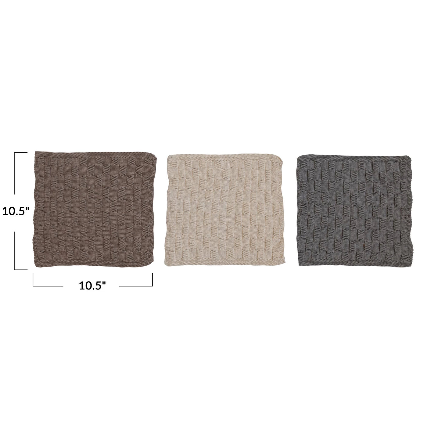 Cotton Blend Dish Towels w/ Weave Pattern, 3 Colors, Set of 3