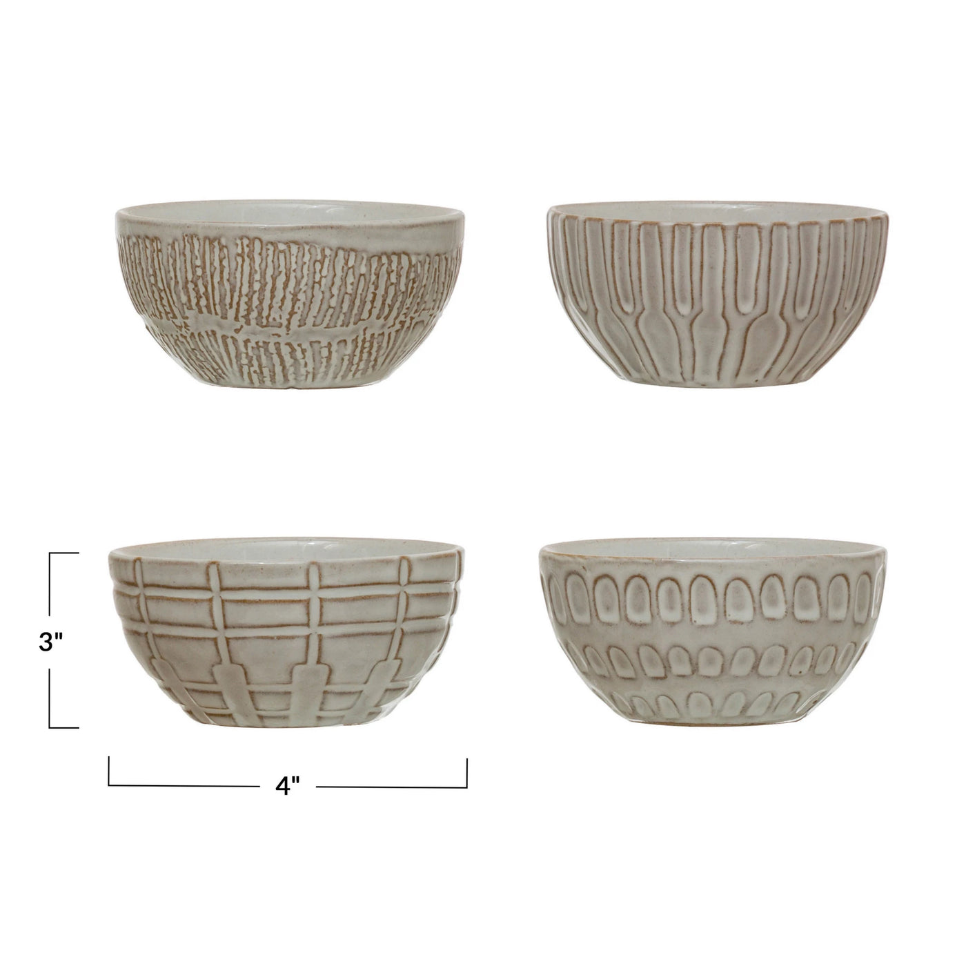 Debossed Stoneware Bowl, 4 Styles
