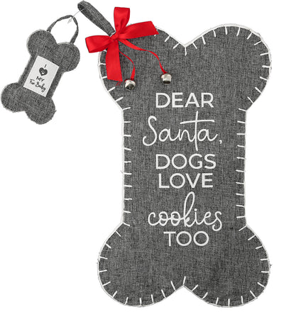 Dogs - Canvas Tweed Stocking with Mini Ornament