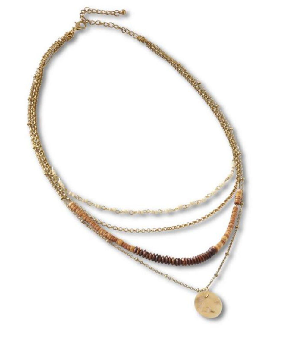 Four Strand Rust And Brown Necklace