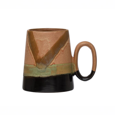 Hand-Painted Stoneware Mug, Reactive Glaze