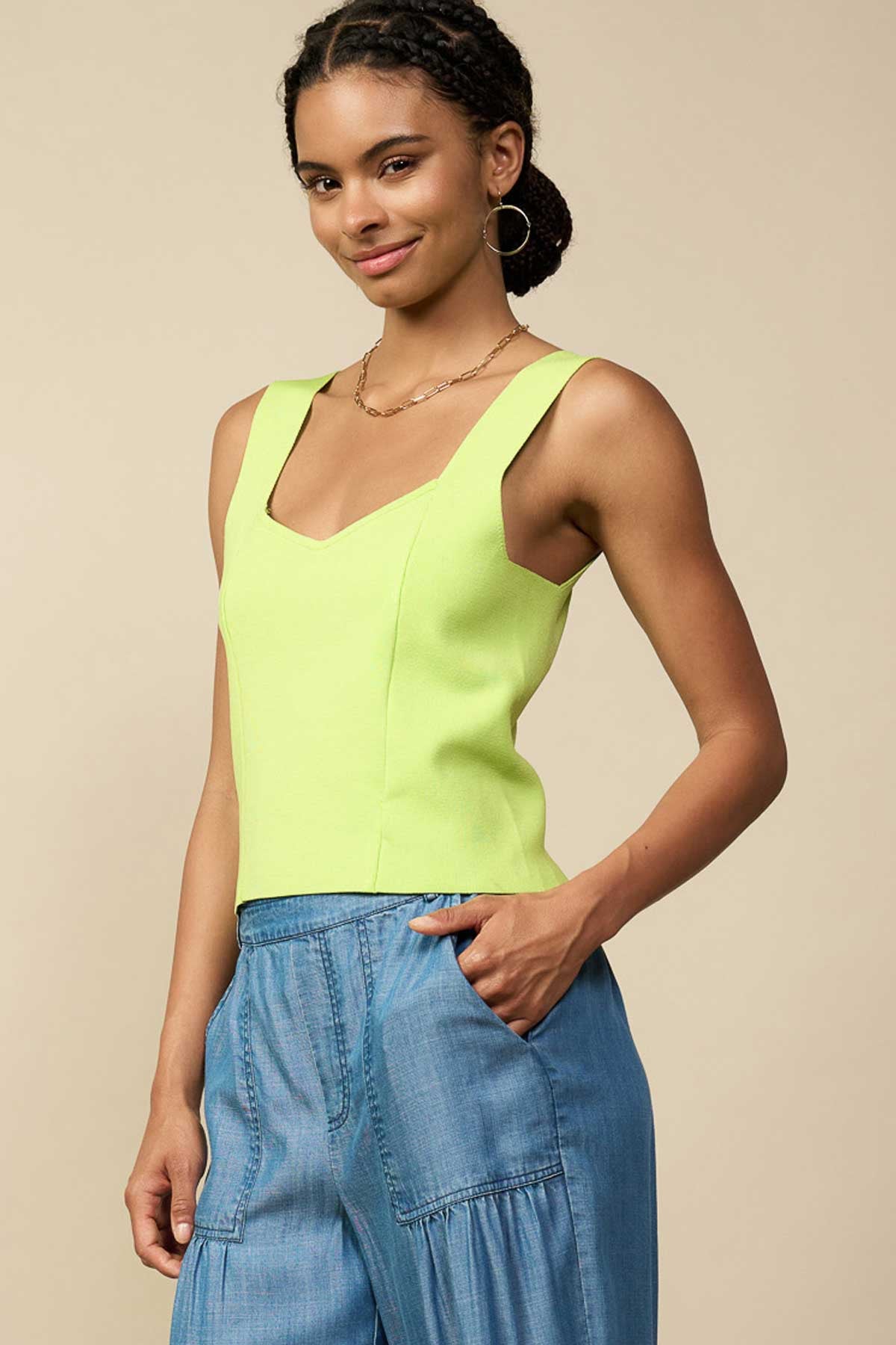 Parker Sweater Tank in Lime