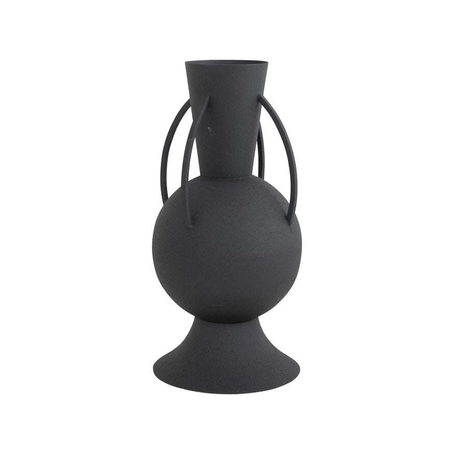 Textured Metal Vase with 4 Handles