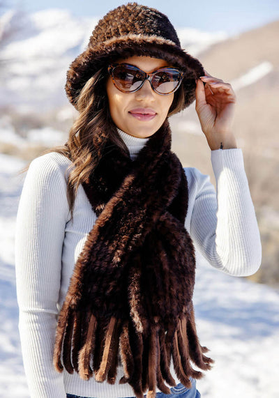 Whiskey Knitted Faux Fur Bucket Hat