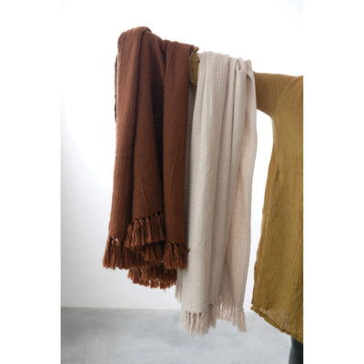 Woven Wool Throw with Fringe